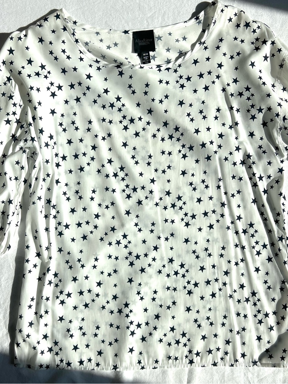 Alice Ritter White Blouse with Black Star Print
